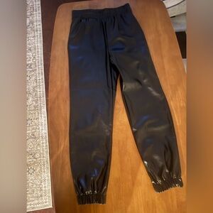 Renee C. Black Faux Leather Joggers NWT
